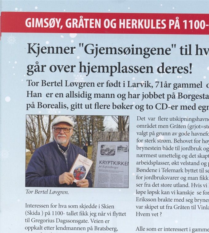Intervju av Kirke og Lokalnytt for Gimsøy, Nenset, Tollnes og Klyve, desember 2020